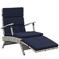 Patio Trasero Envisage Chaise Outdoor Patio Wicker Rattan Lounge Chair, Light Gray Navy PA1727116